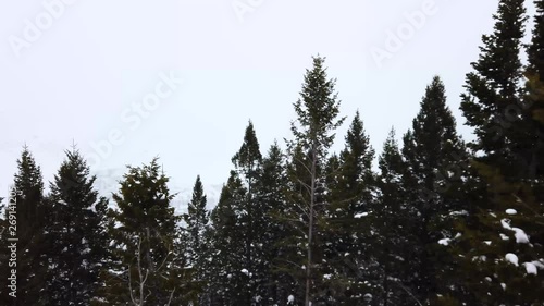 Snowy mountain top view from above photo