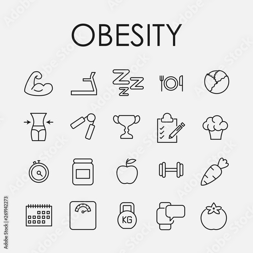Simple collection of obesity related line icons.
