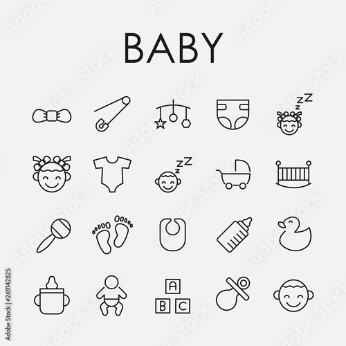 Baby related vector icon set.