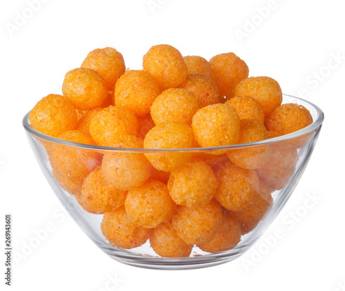 Peanut, corn puffs isolated with white background
