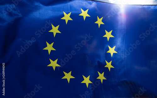 The flag of Europe waving in the wind