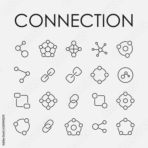 Connection related vector icon set.