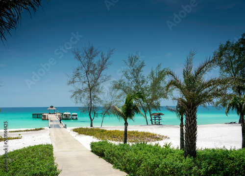 boat pier on paradise koh rong island near sihanoukville cambodia