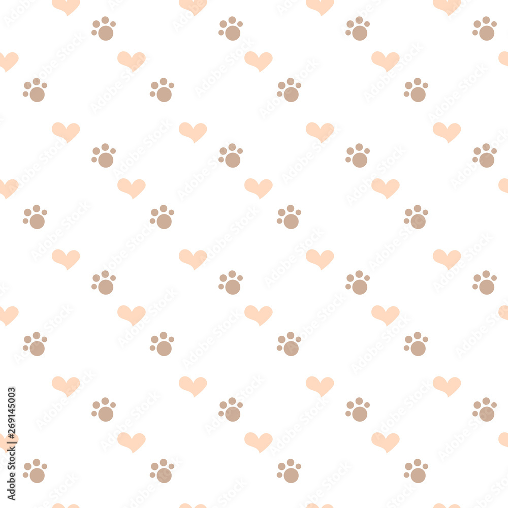 Vector seamless pattern with cat or dog,kitten or puppy footprints. Can be used for wallpaper,fabric, web page background, surface textures. Vector seamless pattern with cat or dog,kitten or puppy footprints. Can be used for wallpaper,fabric, web page background, surface textures.