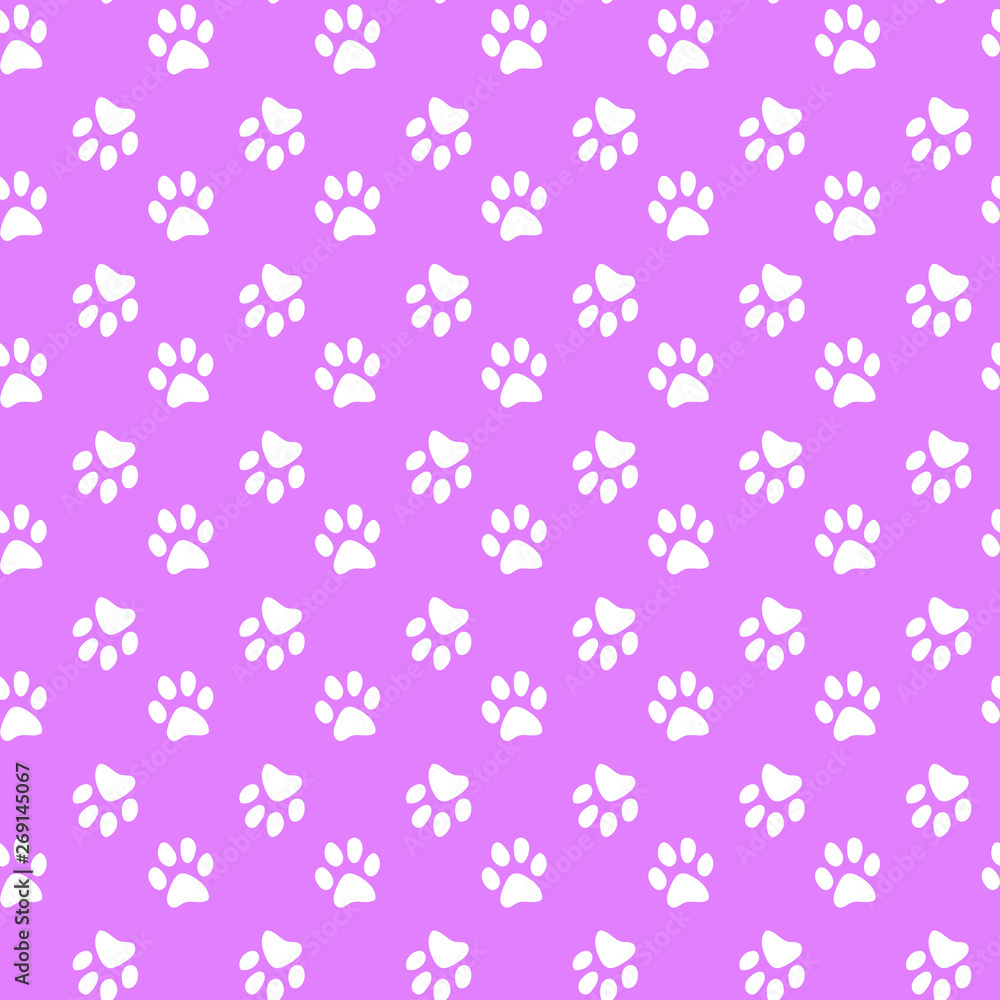 Vector seamless pattern with cat or dog,kitten or puppy footprints. Can be used for wallpaper,fabric, web page background, surface textures.