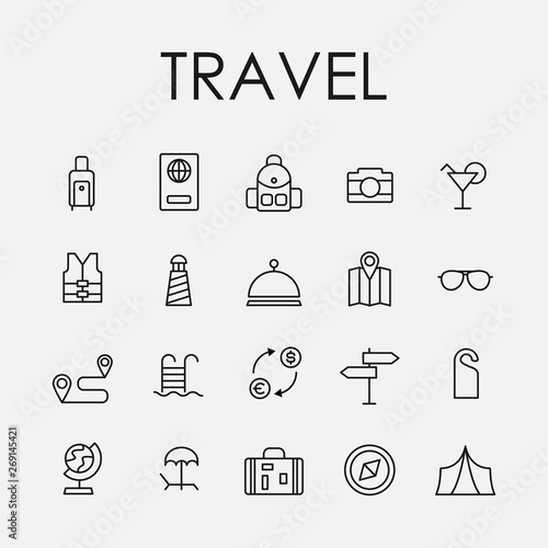 Simple collection of travel related line icons.