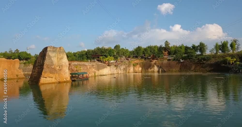 Grand Canyon in Chiang Mai, Thailand, sunset time with clear blue sky and yellow send dusty rocks of deep mine Grand Canyon in Chiang Mai, Thailand, sunset time with clear blue sky and yellow send dusty rocks of deep mine