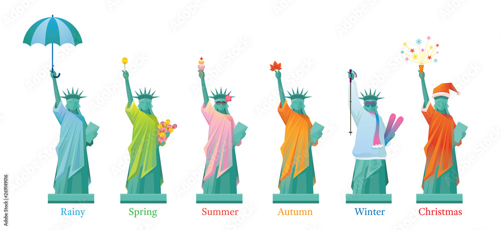 Statue of Liberty in Season, Landmarks, Travel and Tourist Attraction