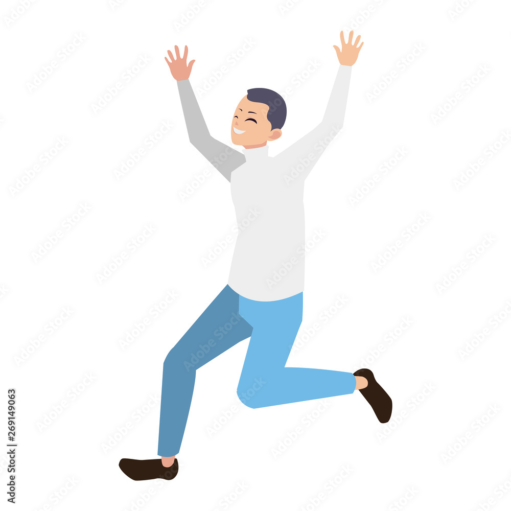 happy young man celebrating character happy young man celebrating character