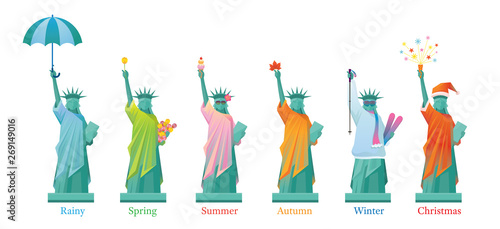 Statue of Liberty in Season, Landmarks, Travel and Tourist Attraction
