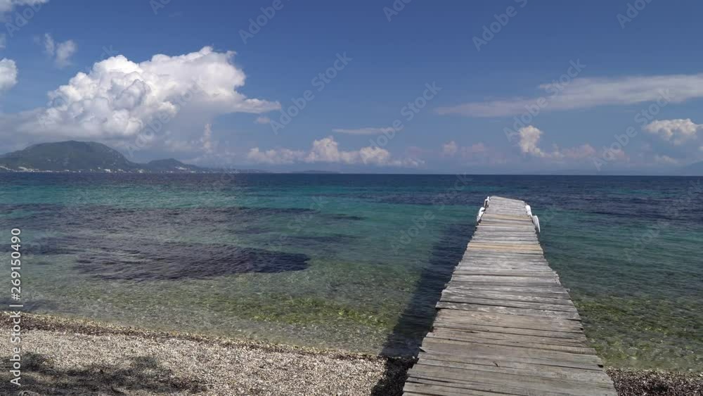 View from picturesque beach at Boukari, Corfu, Greece. View from picturesque beach at Boukari, Corfu, Greece.