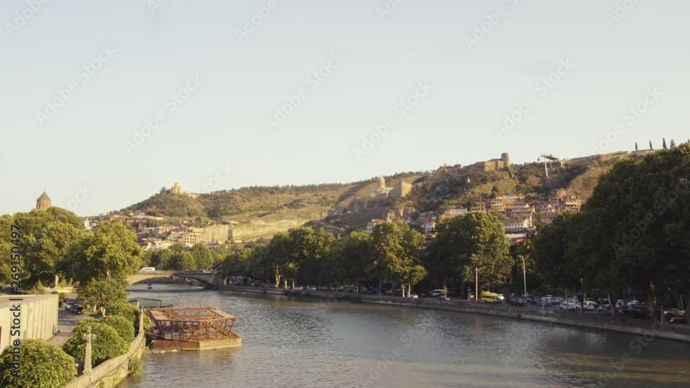 View of old Tbilisi and Mtkvari from the bridge of peace View of old Tbilisi and Mtkvari from the bridge of peace