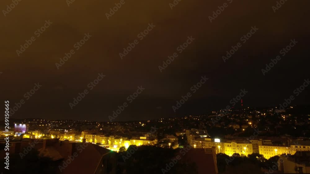 Time lapse of thunderstorm is coming from the hills in Budapest, view from the Buda Castle. Time lapse of thunderstorm is coming from the hills in Budapest, view from the Buda Castle.