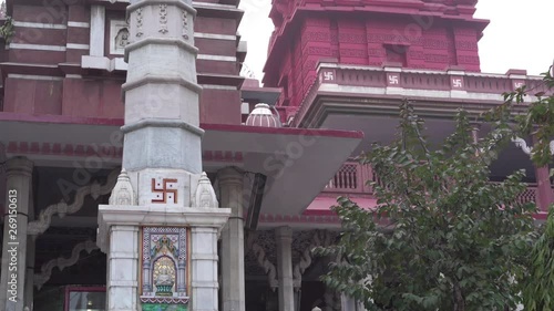 4k footage of Shri Digambar Jain Lal Mandir red stone temple in the middle of Chandni Chowk busy market in old delhi india photo