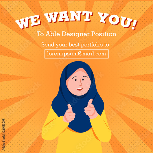 We Want You, Poster Job Hiring Illustration Cartoon