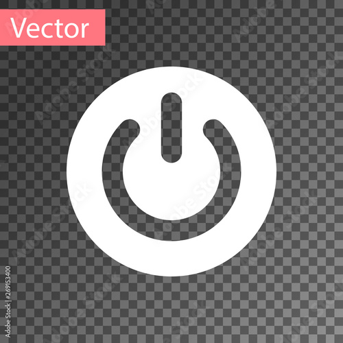 White Power button icon isolated on transparent background. Start sign. Flat design. Vector Illustration