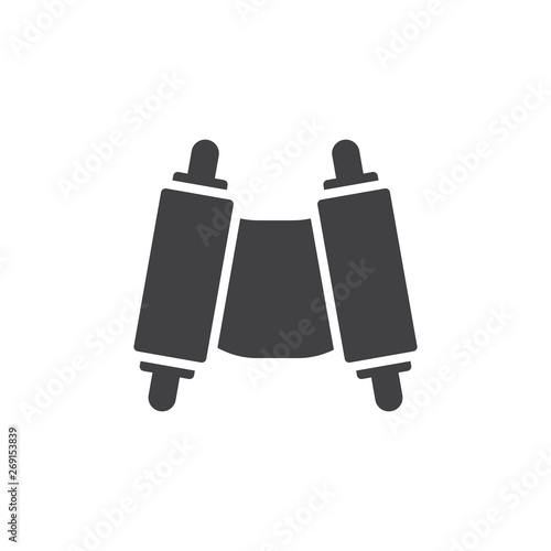 Torah scroll vector icon. filled flat sign for mobile concept and web design. Jewish torah glyph icon. Judaism symbol, logo illustration. Vector graphics