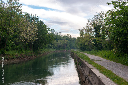Canal Naviglio Martesana near the town of Canonica d'Adda in north Italy.