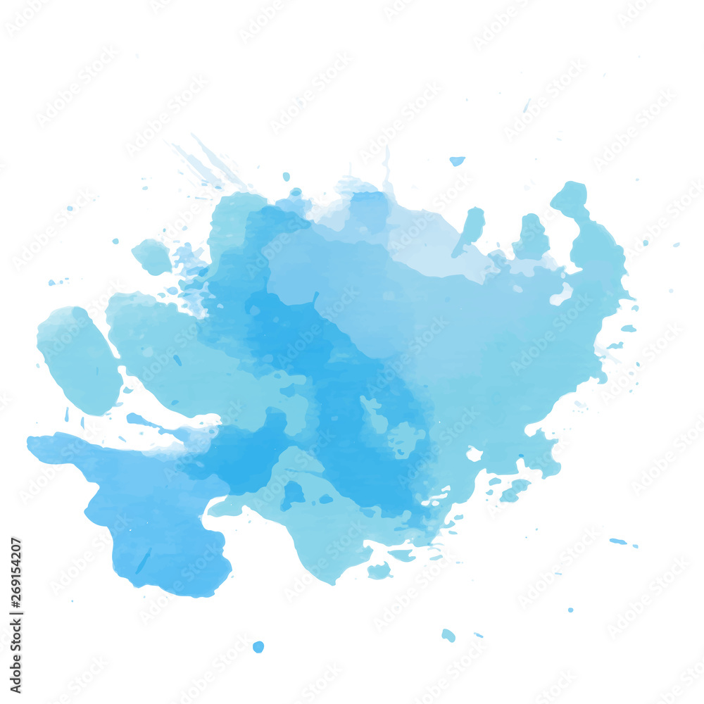 Abstract blue watercolor splash design, editable, versatile	