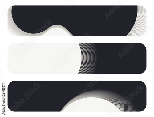 banners set with abstract curves pattern in silver tones