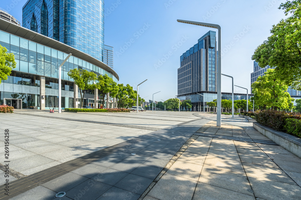 Fototapeta premium modern building and empty pavement, china.
