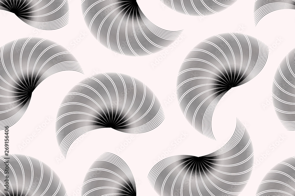 abstract wired shells floating seamless pattern in black and white abstract wired shells floating seamless pattern in black and white