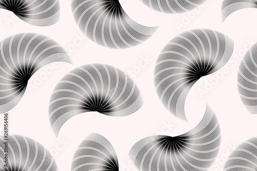 abstract wired shells floating seamless pattern in black and white