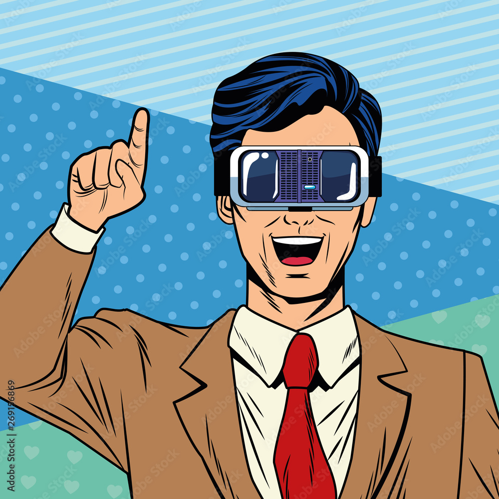man with virtual reality headset man with virtual reality headset