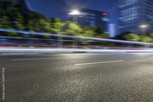 Vehicle light trails in city at night.