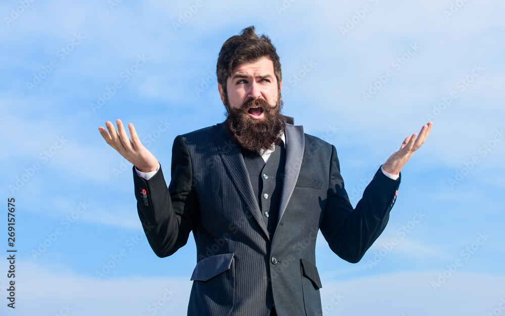 Need help. have a problem. Businessman against the sky. Bearded man. brutal caucasian hipster with moustache. Future success. formal fashion. Mature hipster with beard solve problem. business problem Need help. have a problem. Businessman against the sky. Bearded man. brutal caucasian hipster with moustache. Future success. formal fashion. Mature hipster with beard solve problem. business problem