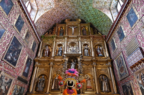 Ornate decor at Santa Clara church (constructed in 1647), Bogota, Colombia