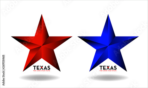 Texas Star with nickname state The Lone Star State, and small map, Vector EPS