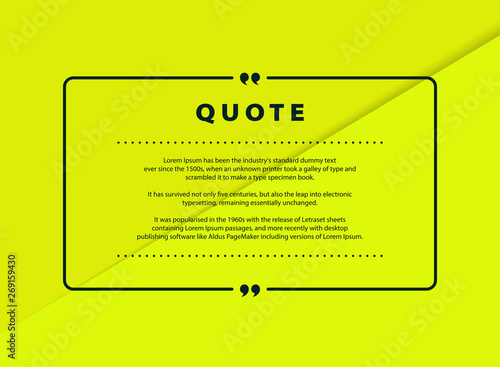 Abstract green paper cut quote vector design for speech text copy template design. vector eps10