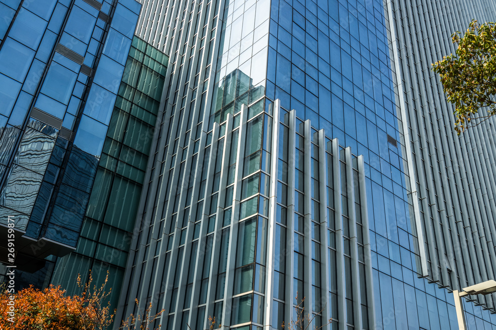 Office building window close up.