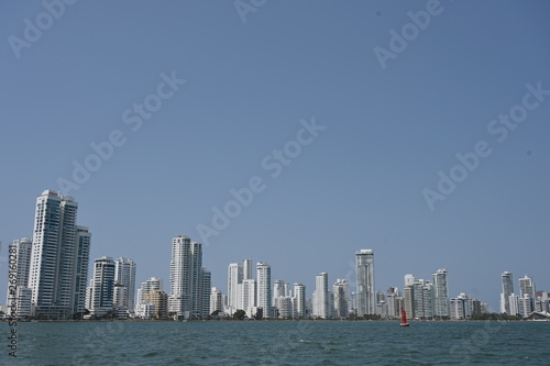 Condo skyscrapers at the harbor of tourism hotspot Cartagena, Colombia © Julian