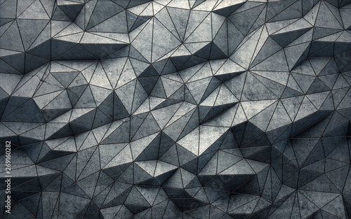 Abstract faceted geometric concrete background. 3d rendering