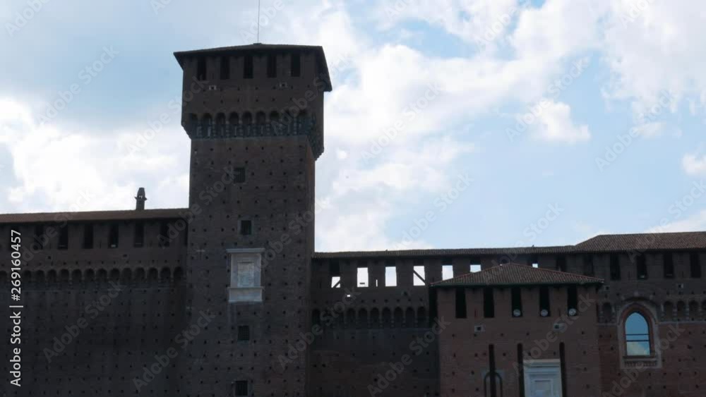 Establishing shot showing the Castello Sforzesco in Milan, Italy. Establishing shot showing the Castello Sforzesco in Milan, Italy.