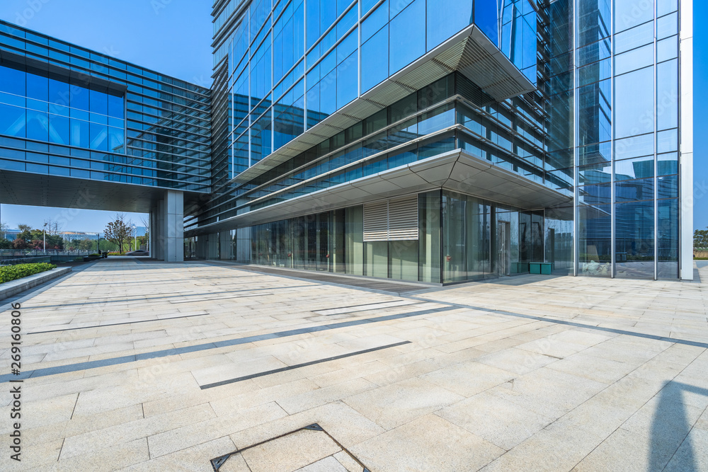 Fototapeta premium modern buildings and empty pavement in china.