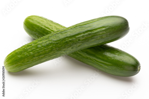 Fresh cucumber on white background.