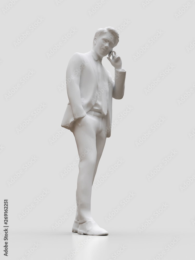 Plastic figure businessmen talking on the phone. 3d rendering. Plastic figure businessmen talking on the phone. 3d rendering.