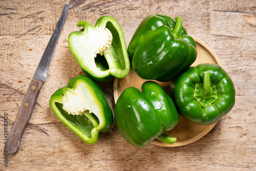 fresh green bell peppers photo