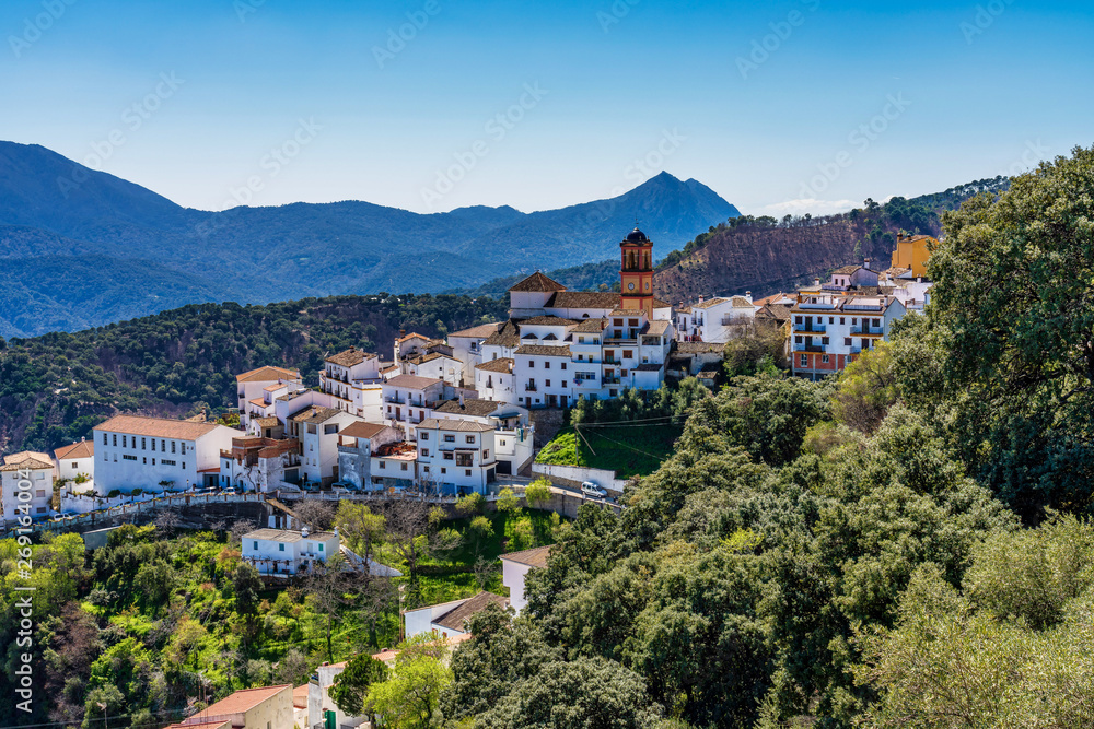 White Andalusian village, pueblo blanco Algatocin. Province of Malaga, Spain