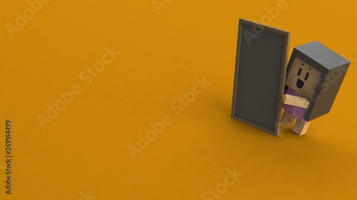 Board & Square doll mockup 3D render [1]