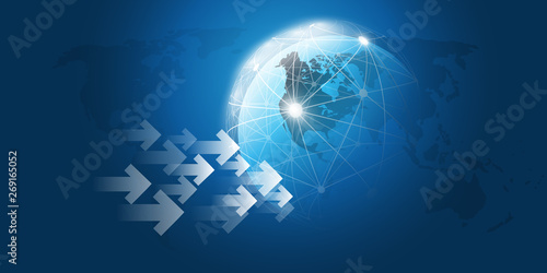    Global Networks and Trading Design Concept with Arrows and Earth Globe - Vector Template for Your Business  photo