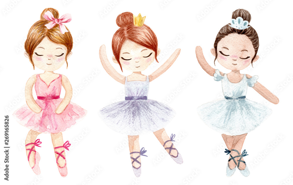 Watercolor ballerina. Hand painted illustration isolated on white ...