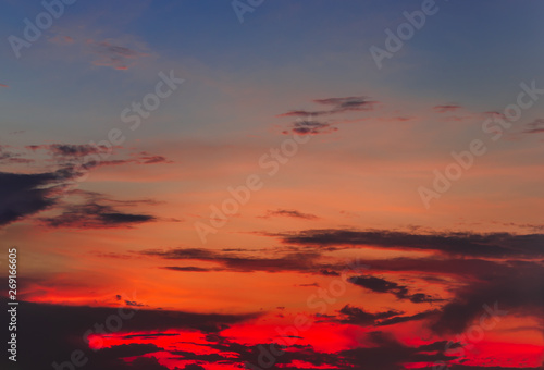 Fiery red sunset sky background