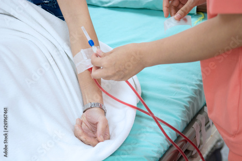 Blur of image of Hemodialysis machines with tubing.,transplantation,medical equipment concept.