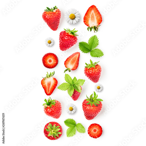 Strawberry spring fruits set.