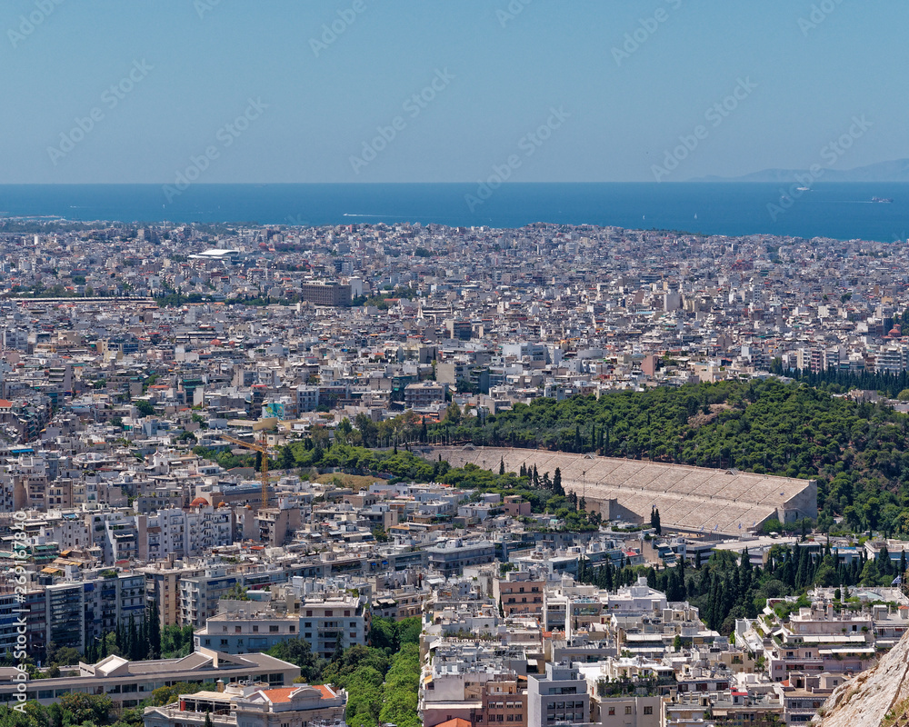 Athens Greece cityscape with the Panathenian 