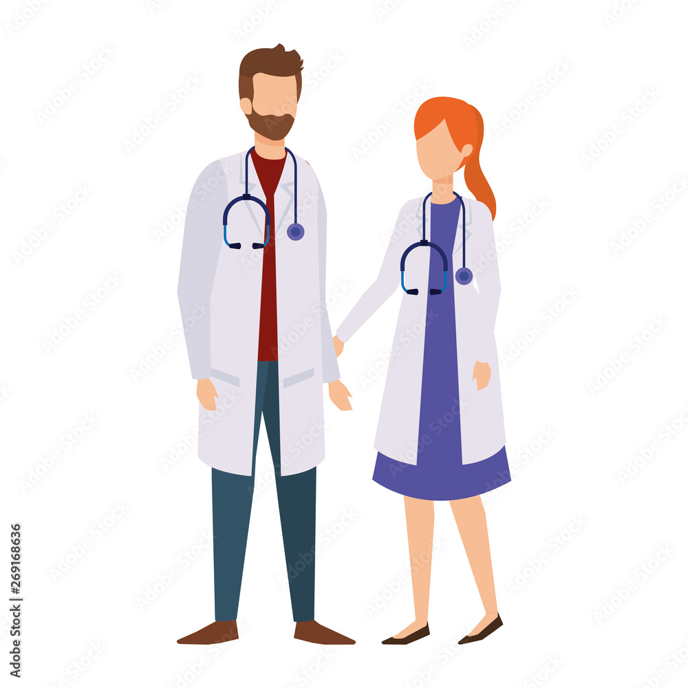 couple of professionals doctors avatars characters couple of professionals doctors avatars characters